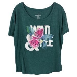 American Eagle Wild & Free Green T-Shirt Sz L